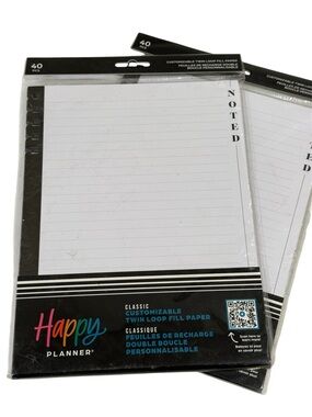 NEW Happy Planner Classic Twin Loop Fill Paper - Noted Lined Refill Trio